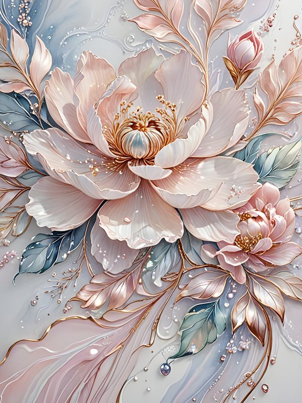 Pastel Peony Watercolor Digital Paper: Iridescent Floral Texture (JPG, Commercial Use) — image 11