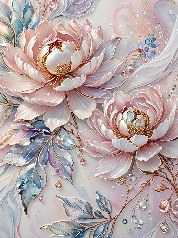 Pastel Peony Watercolor Digital Paper: Iridescent Floral Texture (JPG, Commercial Use) — image 12