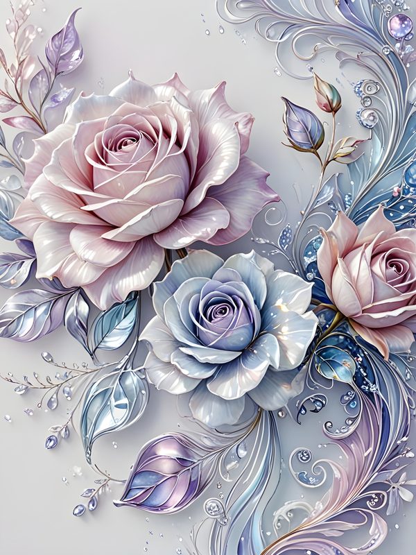 Iridescent Pastel Rose Digital Paper: Scrapbook Floral Set (Digital Download) — image 2