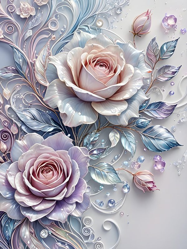 Iridescent Pastel Rose Digital Paper: Scrapbook Floral Set (Digital Download) — image 3