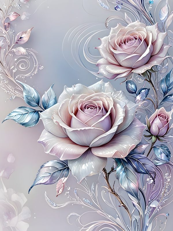 Iridescent Pastel Rose Digital Paper: Scrapbook Floral Set (Digital Download) — image 4