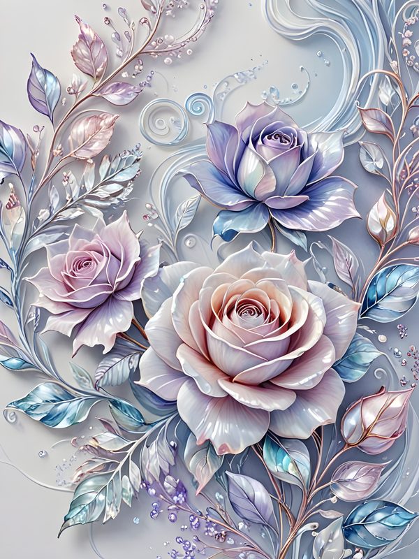 Iridescent Pastel Rose Digital Paper: Scrapbook Floral Set (Digital Download) — image 5
