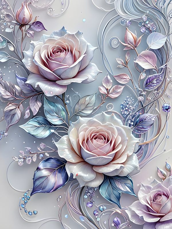Iridescent Pastel Rose Digital Paper: Scrapbook Floral Set (Digital Download) — image 6