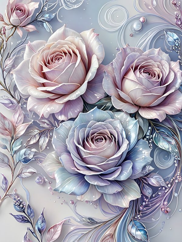 Iridescent Pastel Rose Digital Paper: Scrapbook Floral Set (Digital Download) — image 7