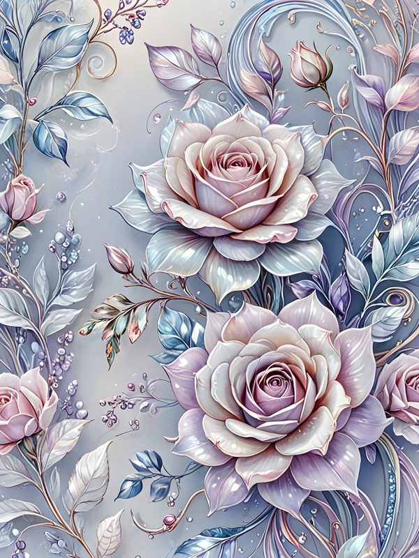 Iridescent Pastel Rose Digital Paper: Scrapbook Floral Set (Digital Download) — image 8