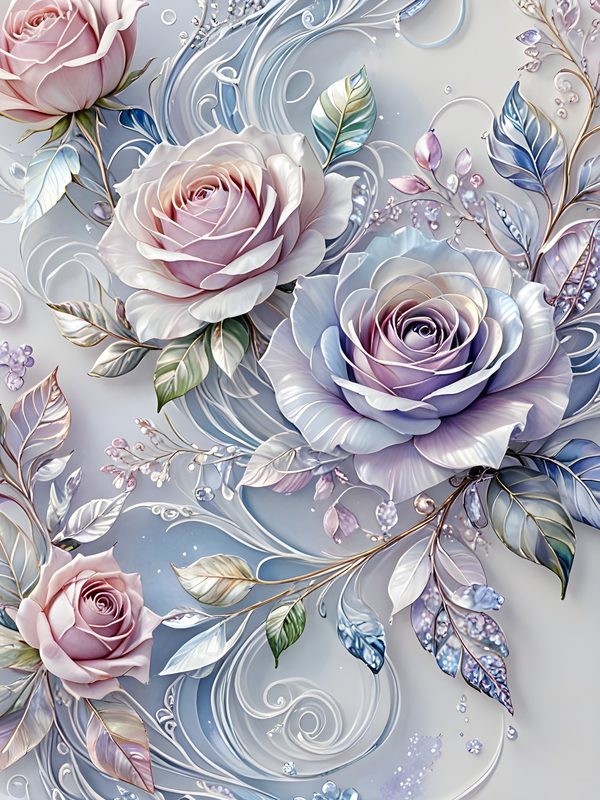 Iridescent Pastel Rose Digital Paper: Scrapbook Floral Set (Digital Download) — image 9