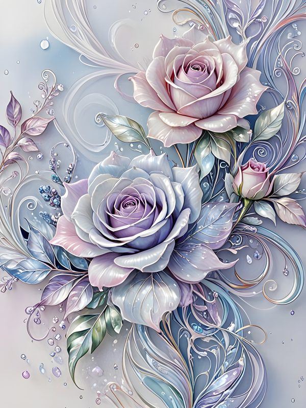 Iridescent Pastel Rose Digital Paper: Scrapbook Floral Set (Digital Download) — image 10