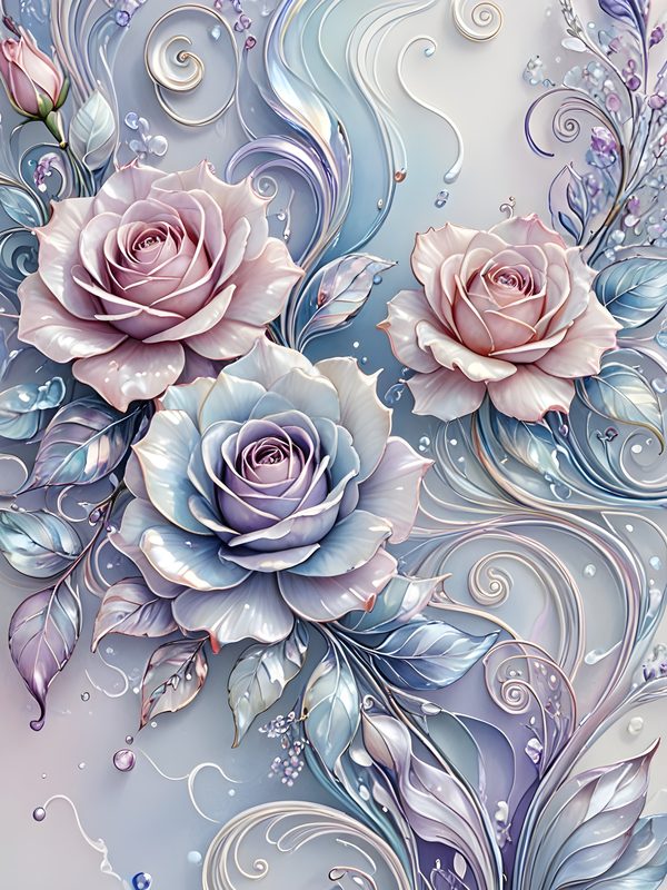 Iridescent Pastel Rose Digital Paper: Scrapbook Floral Set (Digital Download) — image 11