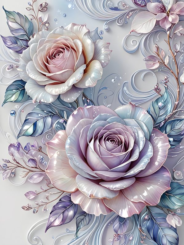 Iridescent Pastel Rose Digital Paper: Scrapbook Floral Set (Digital Download) — image 12
