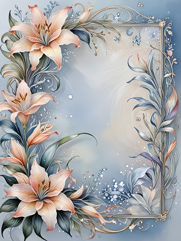 Watercolor Lily Digital Paper: Elegant Frame Floral Set (JPGs) — image 2