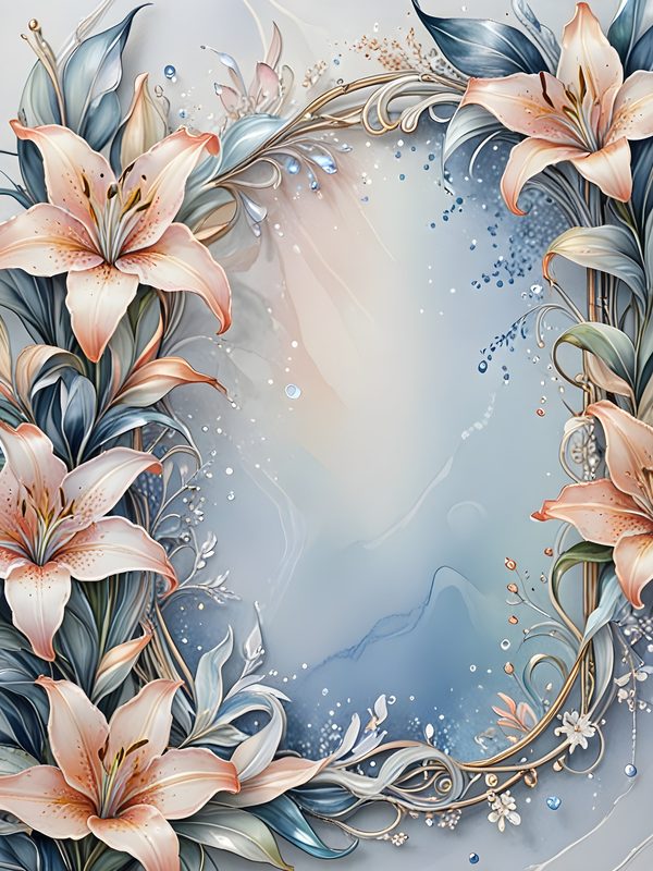 Watercolor Lily Digital Paper: Elegant Frame Floral Set (JPGs) — image 3