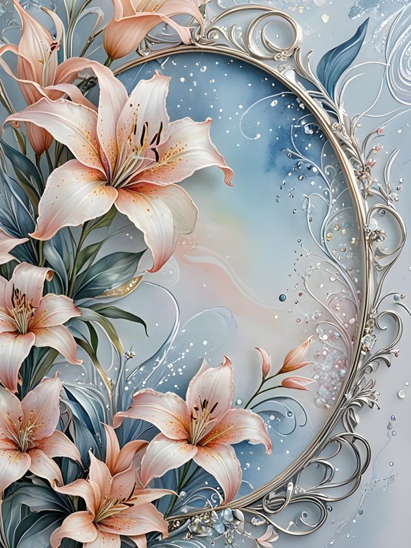 Watercolor Lily Digital Paper: Elegant Frame Floral Set (JPGs) — image 5