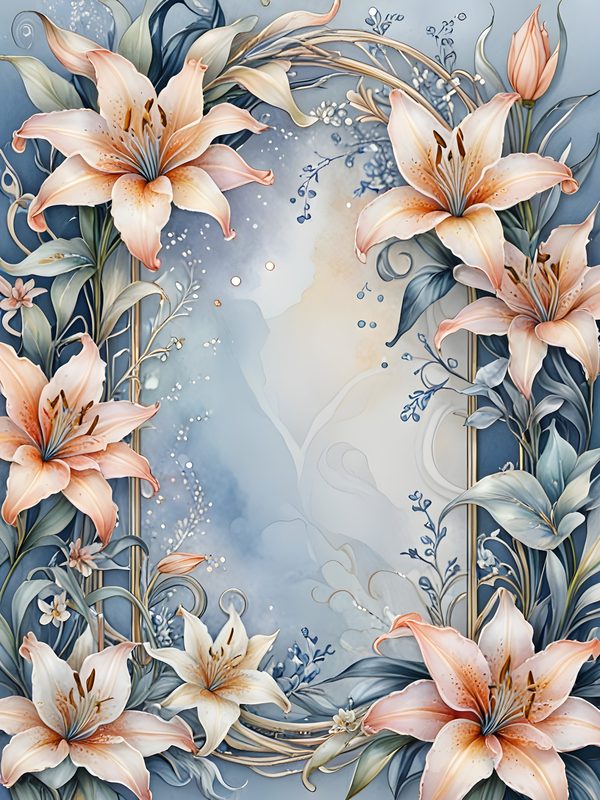 Watercolor Lily Digital Paper: Elegant Frame Floral Set (JPGs) — image 6