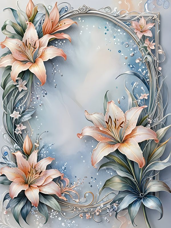 Watercolor Lily Digital Paper: Elegant Frame Floral Set (JPGs) — image 8