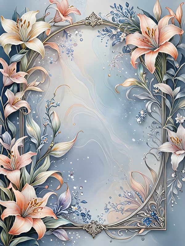 Watercolor Lily Digital Paper: Elegant Frame Floral Set (JPGs) — image 9