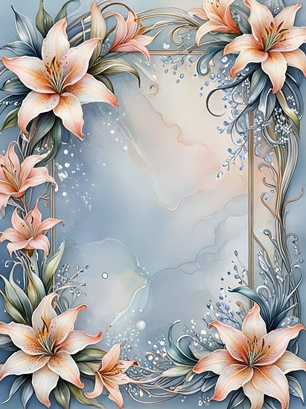 Watercolor Lily Digital Paper: Elegant Frame Floral Set (JPGs) — image 10