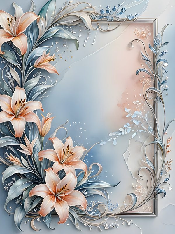 Watercolor Lily Digital Paper: Elegant Frame Floral Set (JPGs) — image 11