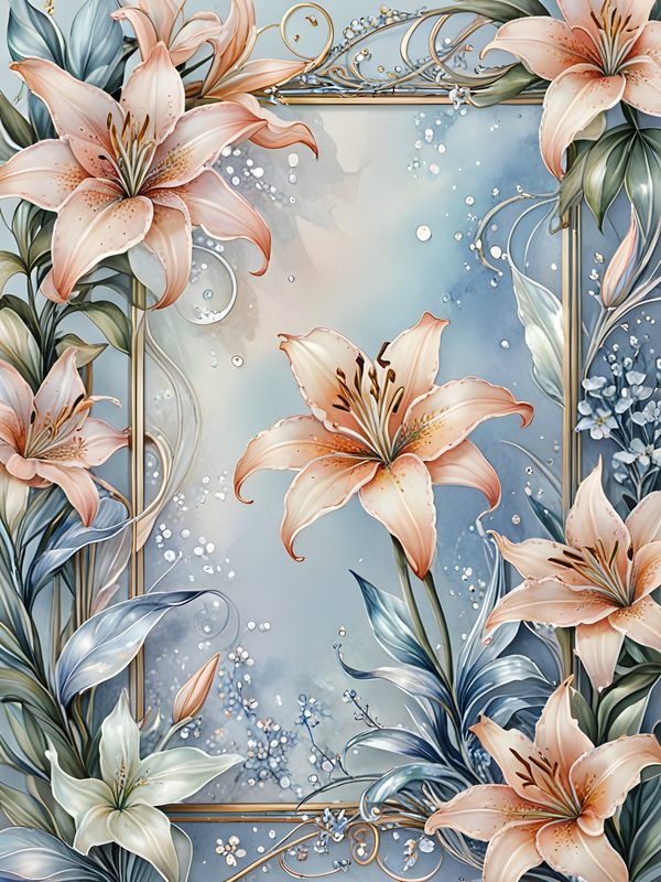 Watercolor Lily Digital Paper: Elegant Frame Floral Set (JPGs) — image 12