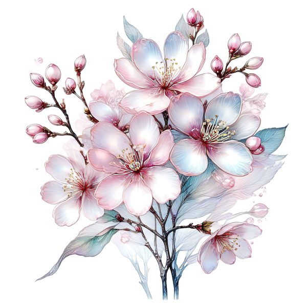 Pastel Cherry Blossom Watercolor Clipart: Soft Floral PNG JPG Set (Digital Download) — image 2