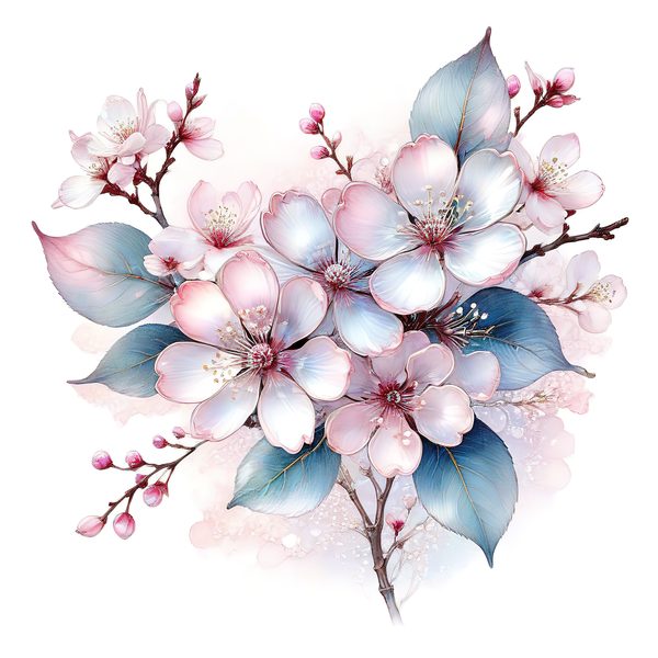Pastel Cherry Blossom Watercolor Clipart: Soft Floral PNG JPG Set (Digital Download) — image 3