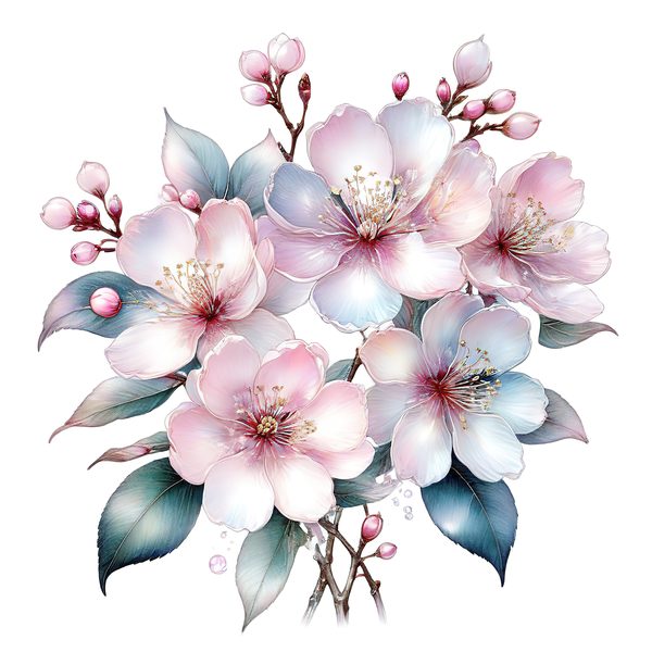 Pastel Cherry Blossom Watercolor Clipart: Soft Floral PNG JPG Set (Digital Download) — image 4
