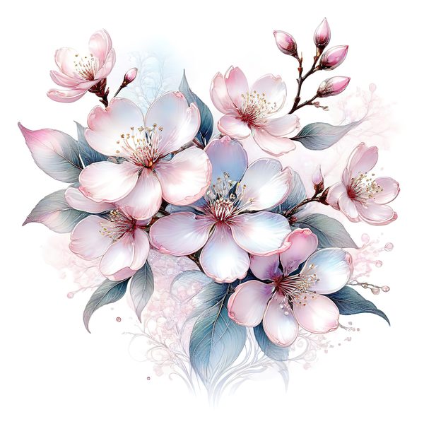 Pastel Cherry Blossom Watercolor Clipart: Soft Floral PNG JPG Set (Digital Download) — image 7