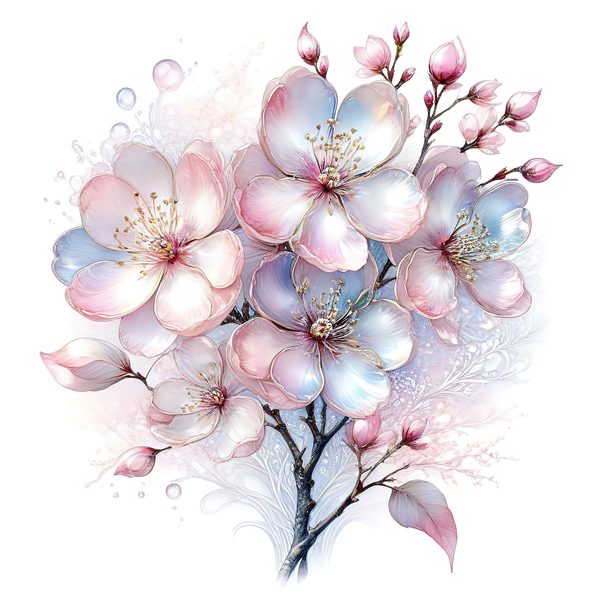 Pastel Cherry Blossom Watercolor Clipart: Soft Floral PNG JPG Set (Digital Download) — image 8