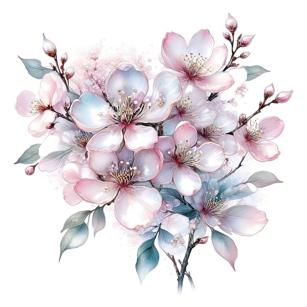 Pastel Cherry Blossom Watercolor Clipart: Soft Floral PNG JPG Set (Digital Download) — image 9