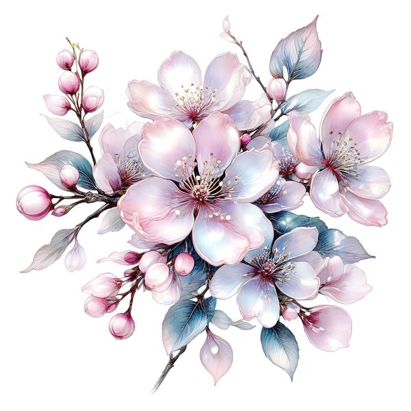 Pastel Cherry Blossom Watercolor Clipart: Soft Floral PNG JPG Set (Digital Download) — image 11