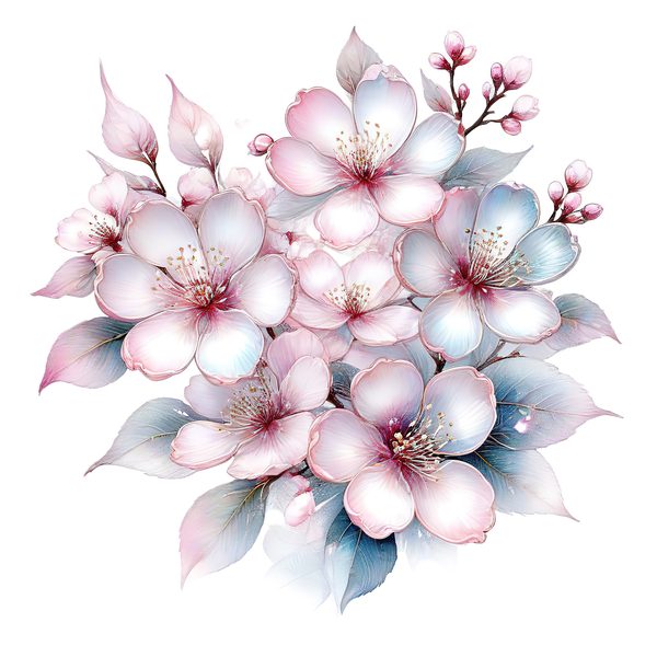 Pastel Cherry Blossom Watercolor Clipart: Soft Floral PNG JPG Set (Digital Download) — image 13