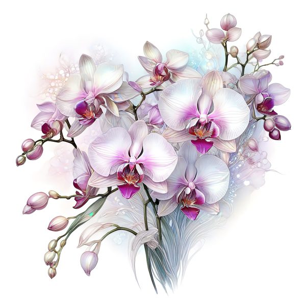 Watercolor Orchid Clipart: Purple & White Floral PNG JPG (Digital Download) — image 4