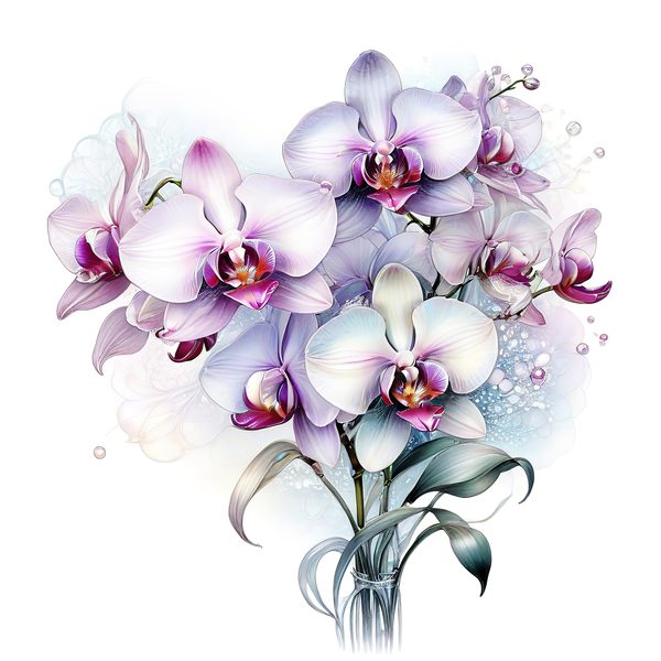 Watercolor Orchid Clipart: Purple & White Floral PNG JPG (Digital Download) — image 5