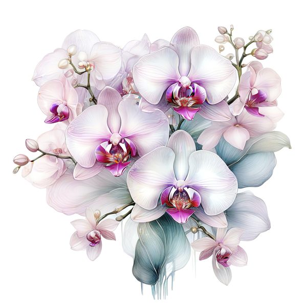 Watercolor Orchid Clipart: Purple & White Floral PNG JPG (Digital Download) — image 6