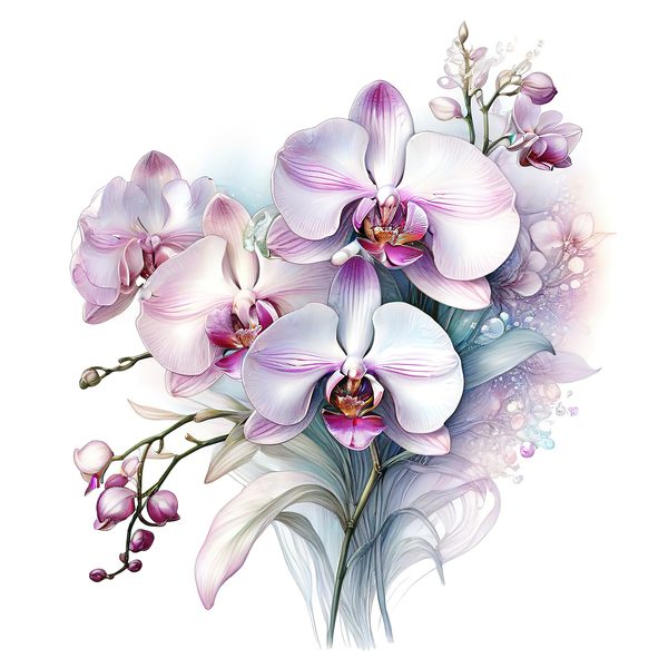 Watercolor Orchid Clipart: Purple & White Floral PNG JPG (Digital Download) — image 7