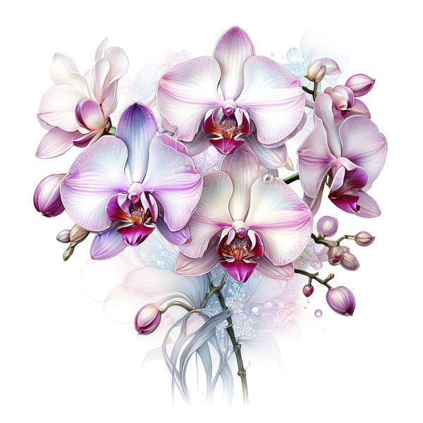 Watercolor Orchid Clipart: Purple & White Floral PNG JPG (Digital Download) — image 8