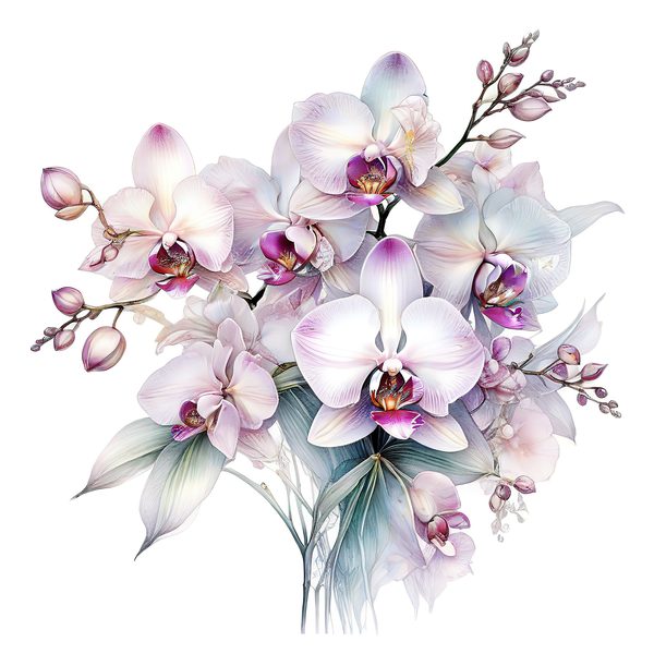 Watercolor Orchid Clipart: Purple & White Floral PNG JPG (Digital Download) — image 9