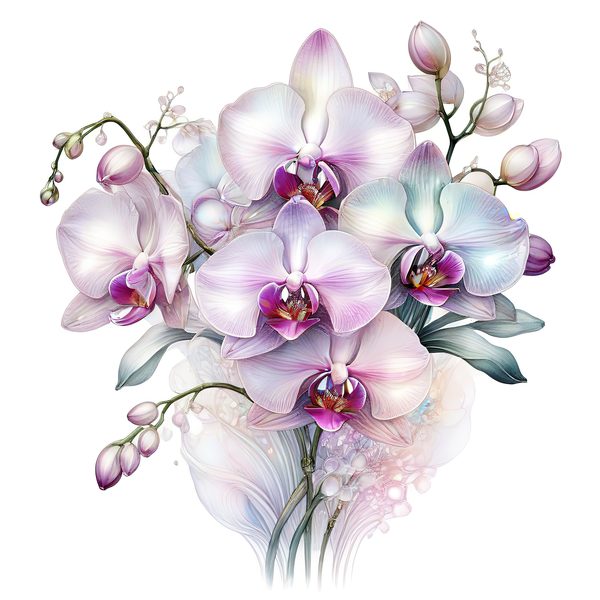 Watercolor Orchid Clipart: Purple & White Floral PNG JPG (Digital Download) — image 10