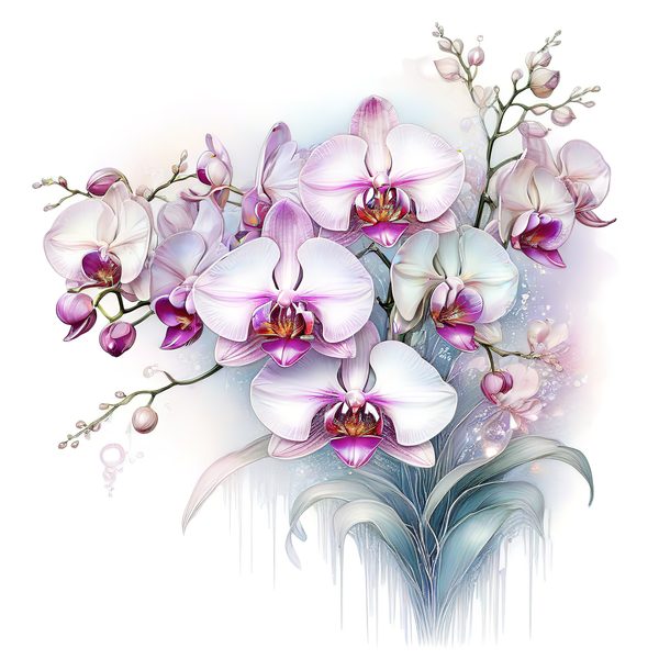 Watercolor Orchid Clipart: Purple & White Floral PNG JPG (Digital Download) — image 11