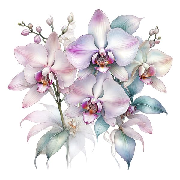Watercolor Orchid Clipart: Purple & White Floral PNG JPG (Digital Download) — image 12