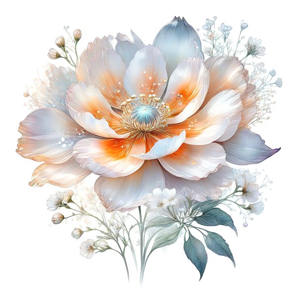 Watercolor Orange Cosmos Bouquet: Soft Pastel Floral PNG Set (Digital Download) — image 9