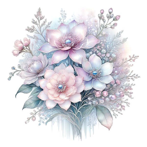 Watercolor Floral Bouquet Digital Paper: Pastel Scrapbooking PNG JPGs (Digital Download) — image 3