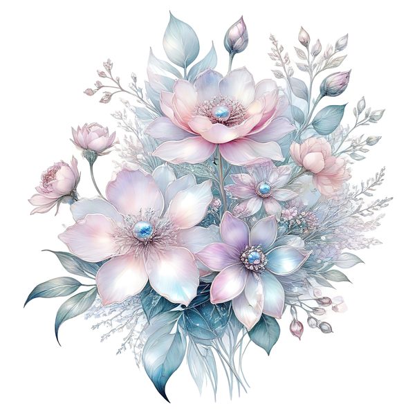 Watercolor Floral Bouquet Digital Paper: Pastel Scrapbooking PNG JPGs (Digital Download) — image 7