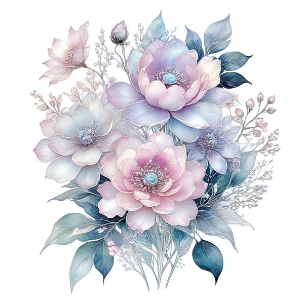 Watercolor Floral Bouquet Digital Paper: Pastel Scrapbooking PNG JPGs (Digital Download) — image 8