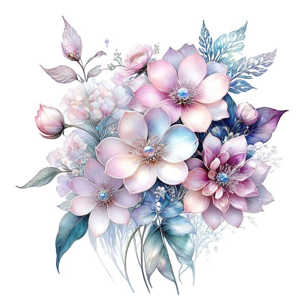 Watercolor Floral Bouquet Digital Paper: Pastel Scrapbooking PNG JPGs (Digital Download) — image 9