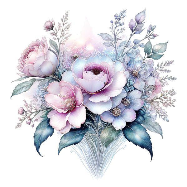 Watercolor Floral Bouquet Digital Paper: Pastel Scrapbooking PNG JPGs (Digital Download) — image 10