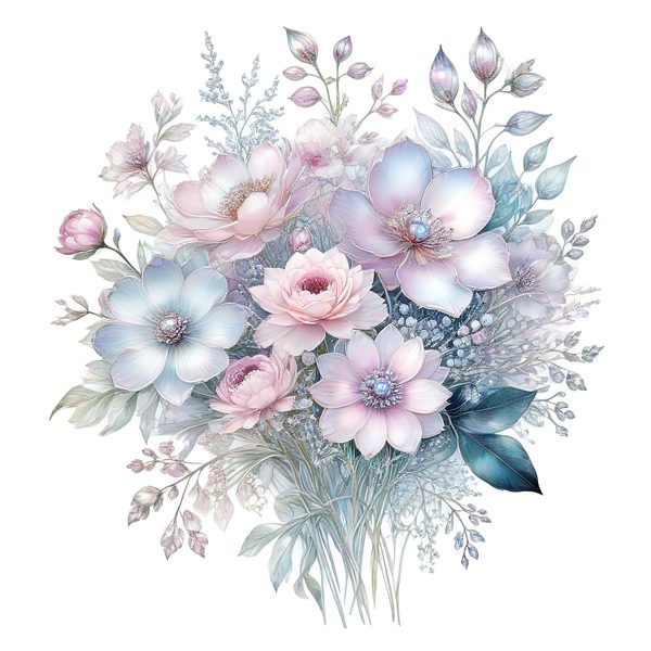 Watercolor Floral Bouquet Digital Paper: Pastel Scrapbooking PNG JPGs (Digital Download) — image 11