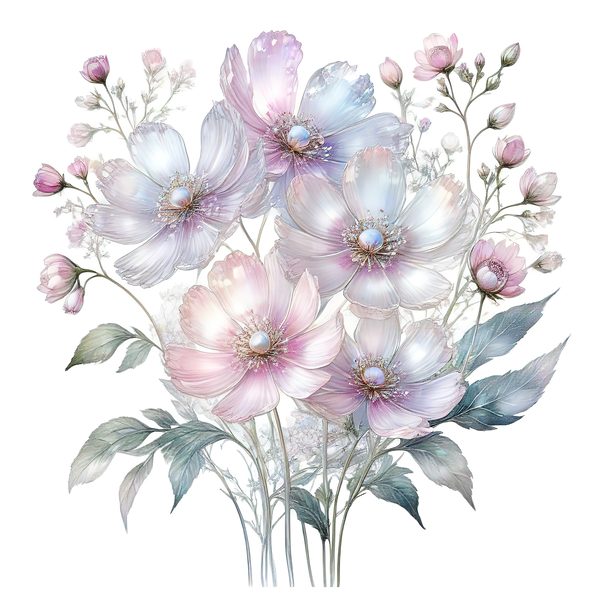 Pastel Watercolor Floral Set: Cosmos Flower Clipart (JPG & PNG) — image 11
