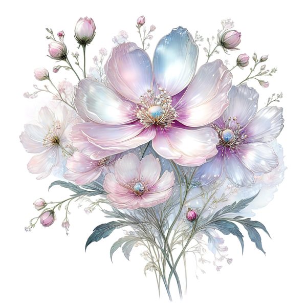Pastel Watercolor Floral Set: Cosmos Flower Clipart (JPG & PNG) — image 13