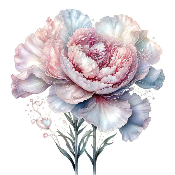 Watercolor Carnation Clipart: Iridescent Pastel Floral PNG JPG Set (Commercial Use) — image 11
