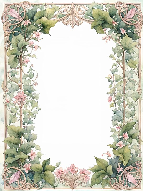 Watercolor Floral Corner Digital Paper: Pastel Greenery (10 JPGs) (Digital Download) — image 1